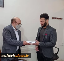 اهدای ابلاغ رسمی اعضای منتخب  شورای صنفی پردیس شهید مفتح با حضور مدیریت محترم پردیس های استان تهران جناب آقای دکتر بلاغی و سرپرست و معاون محترم پردیس آقایان دکتر پاک سرشت و دکتر کلانتر و کارشناس مسئول امور دانشجویی آقای کارخانه . 4