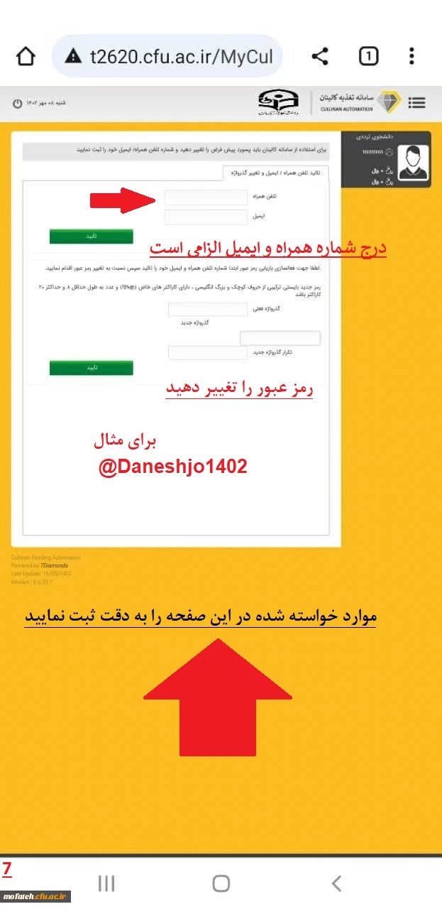 راهنمای تصویری سامانه تغذیه کالینان 8